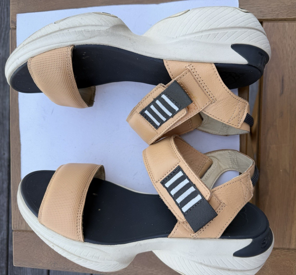 SOREL Explorer Blitz Stride Sandal Tan Beige Black White Size 8 NL4744
